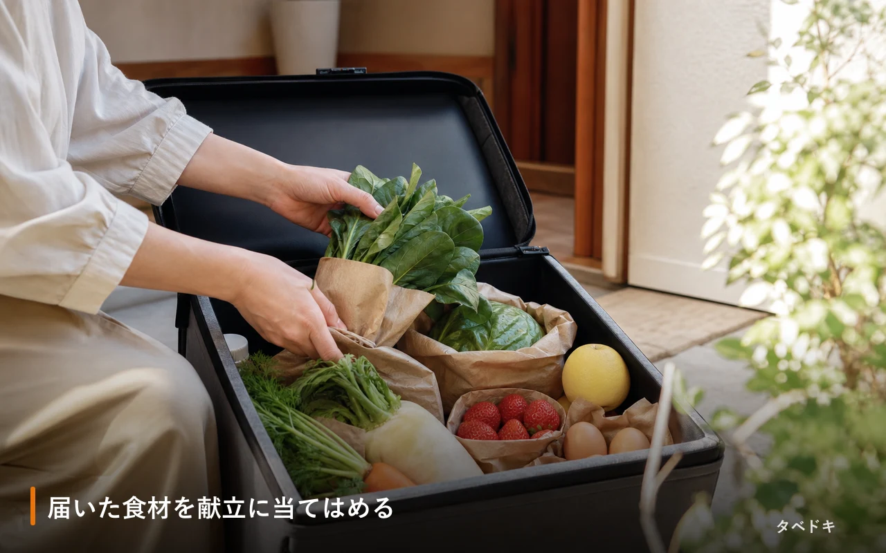 届いた食材を献立に当てはめる