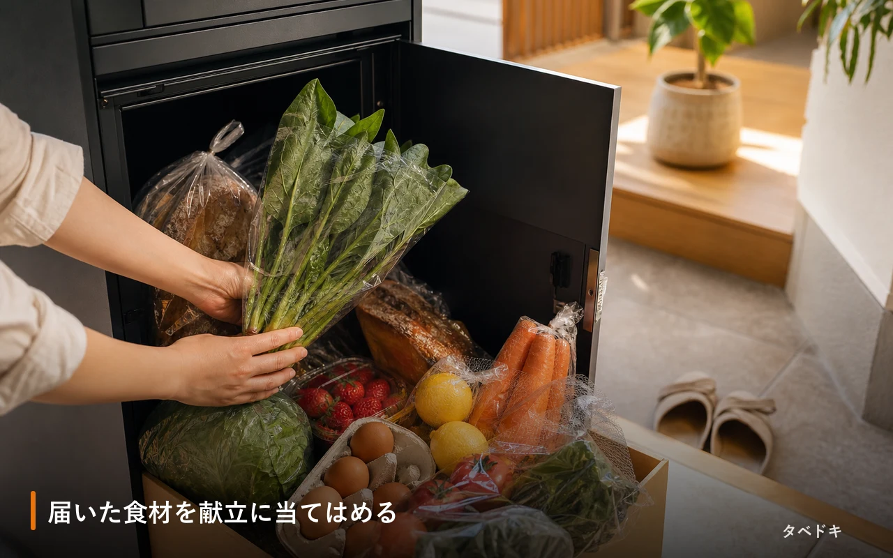 届いた食材を献立に当てはめる