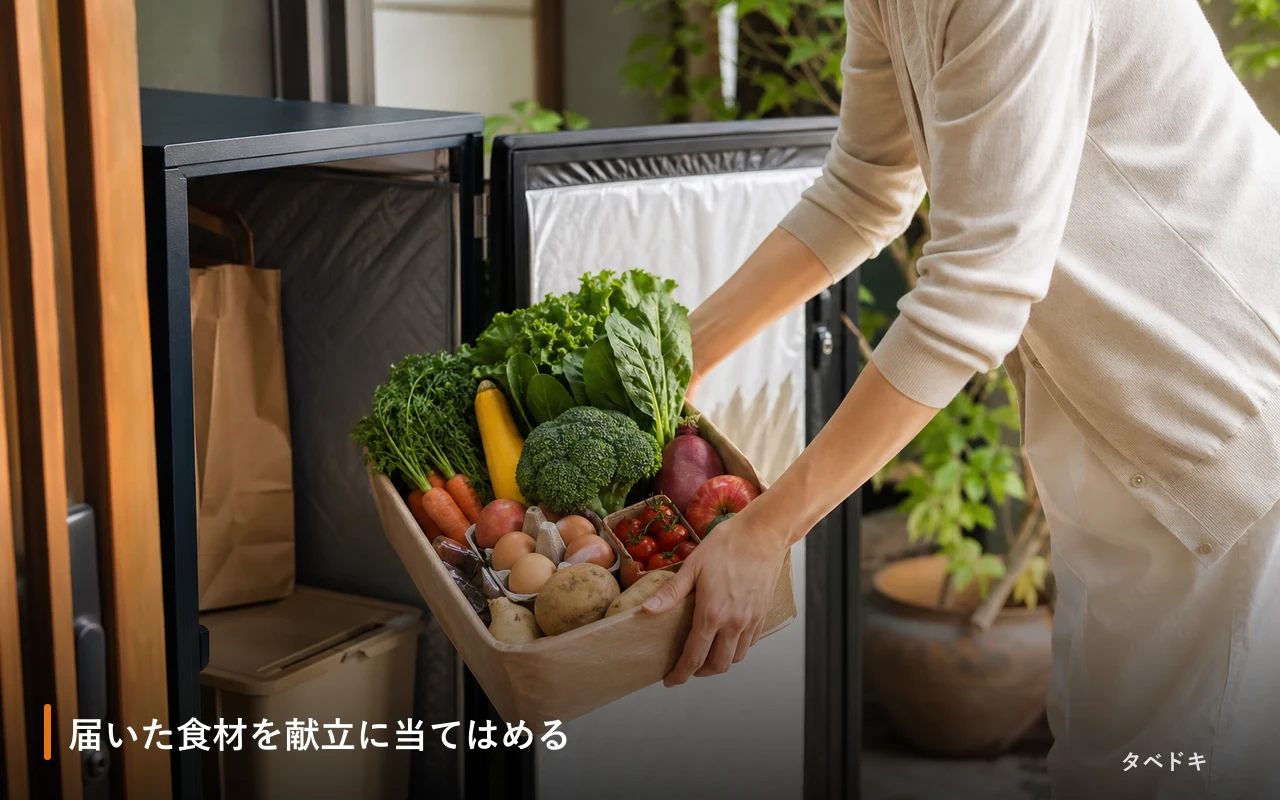 届いた食材を献立に当てはめる