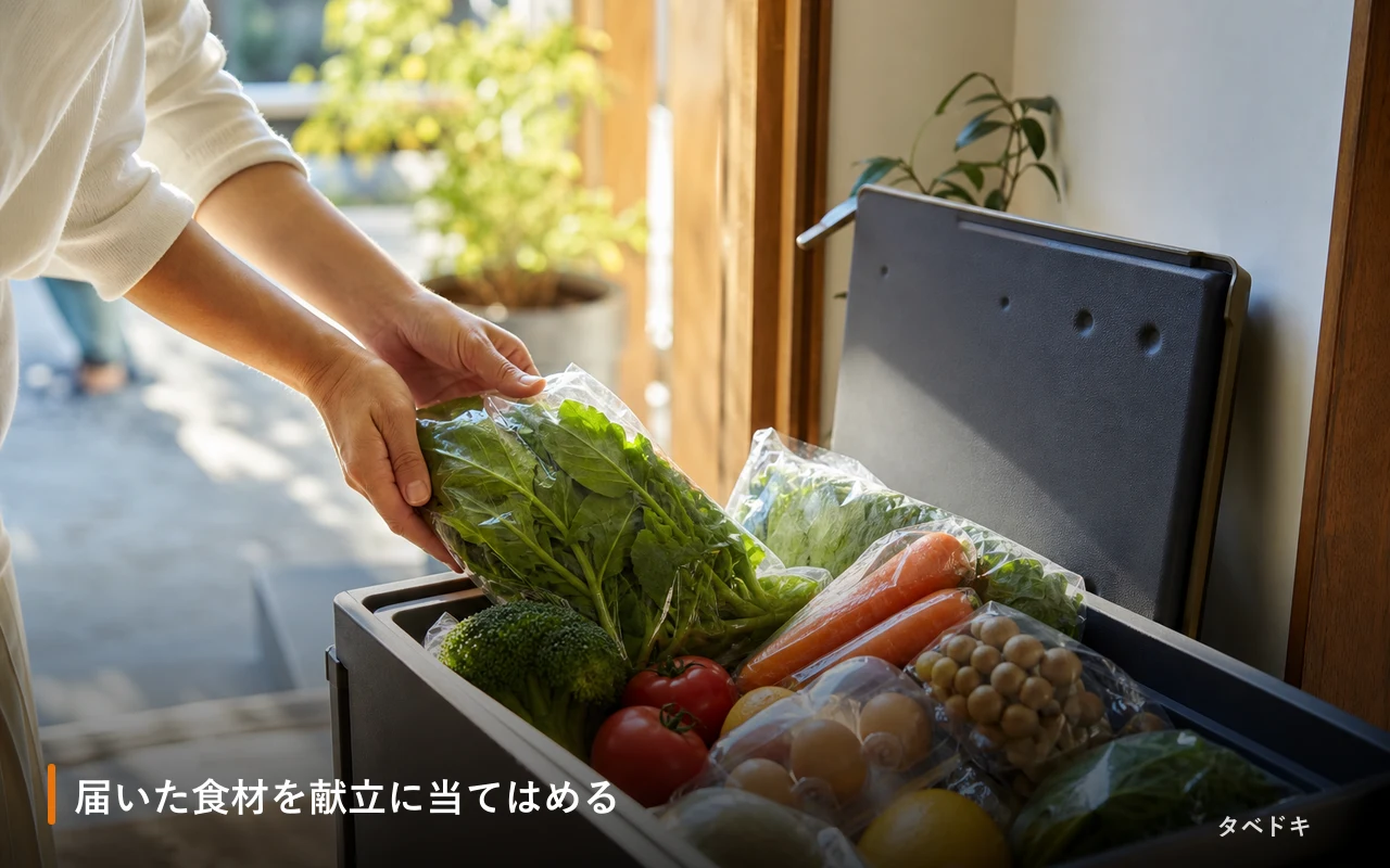 届いた食材を献立に当てはめる
