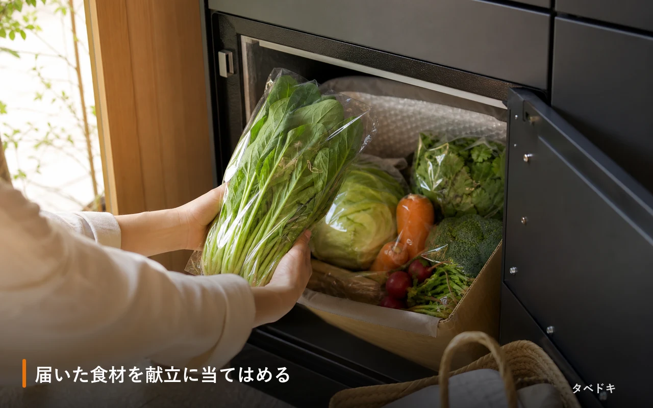 届いた食材を献立に当てはめる