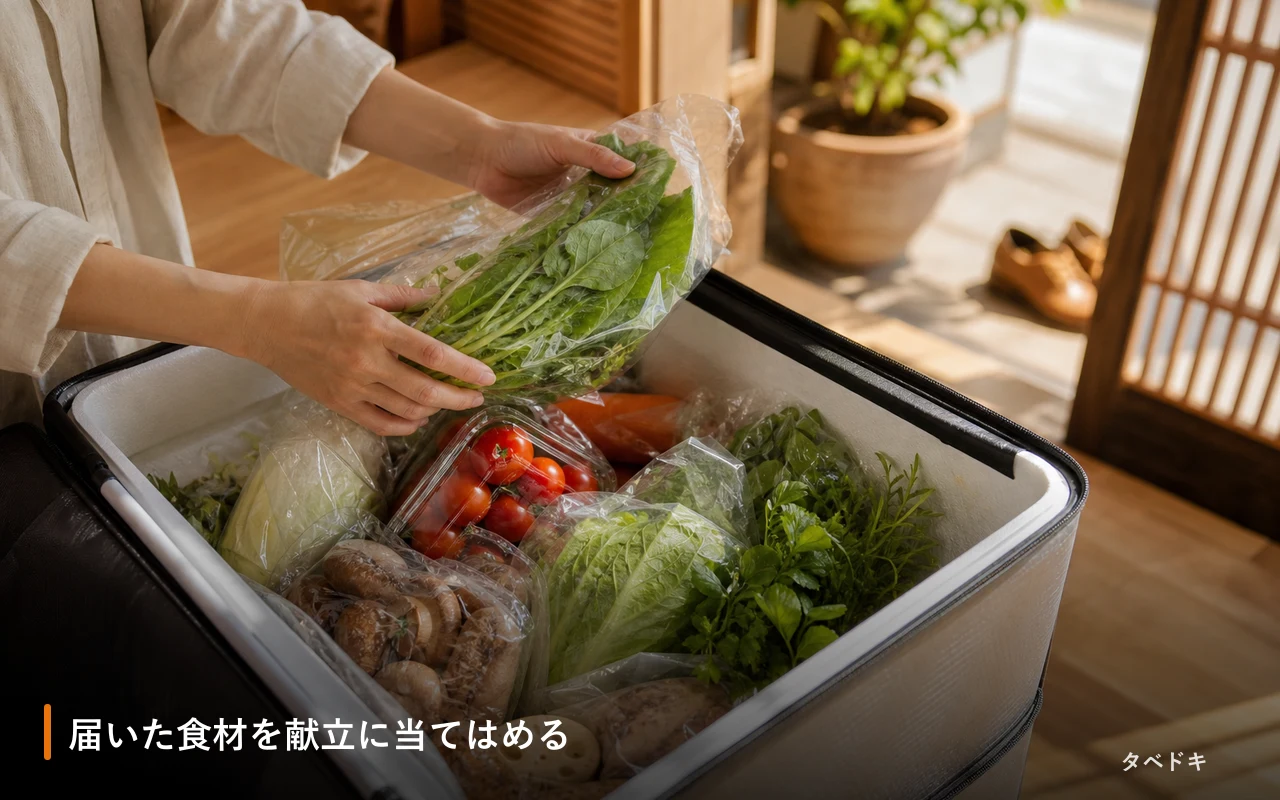 届いた食材を献立に当てはめる