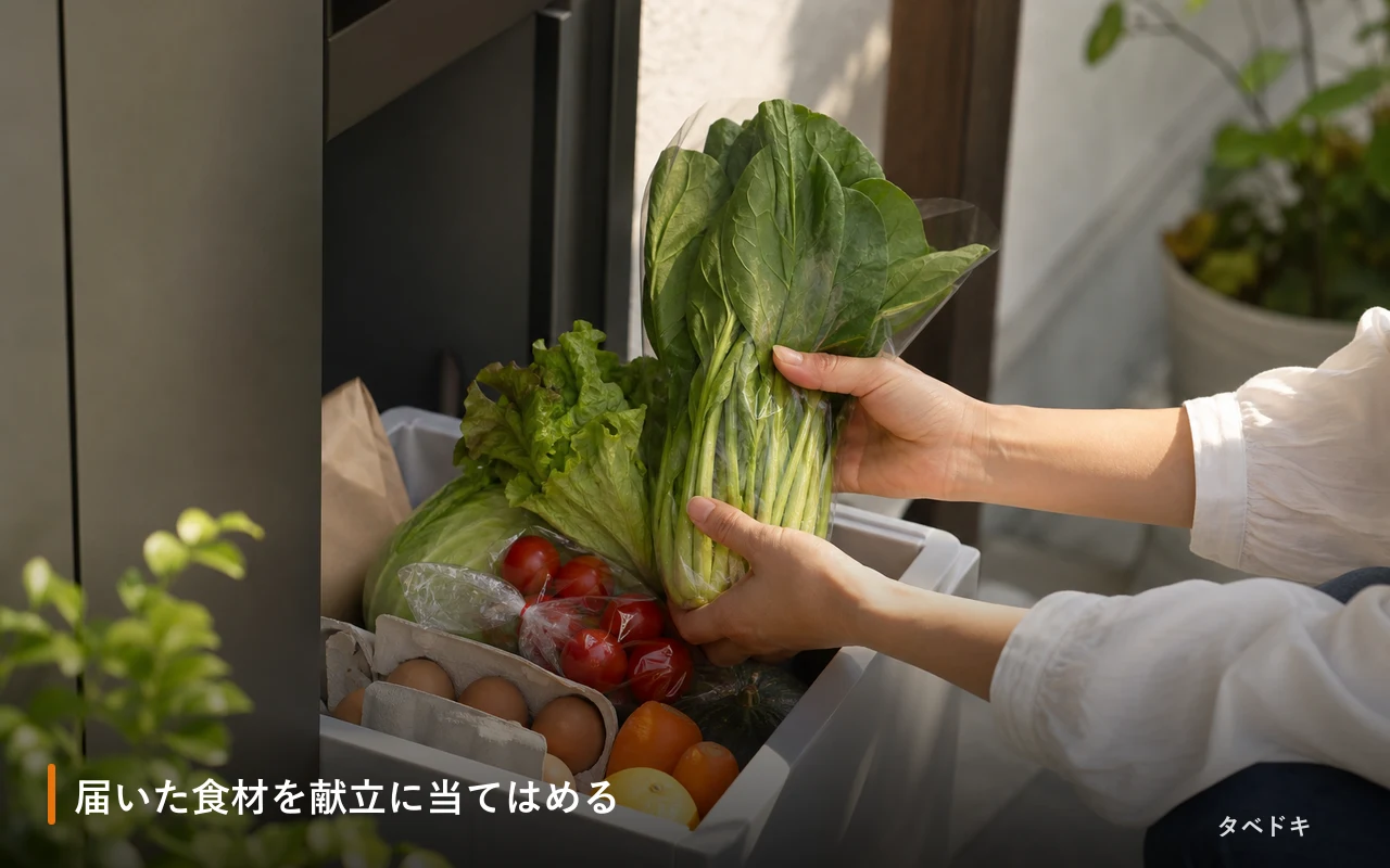 届いた食材を献立に当てはめる