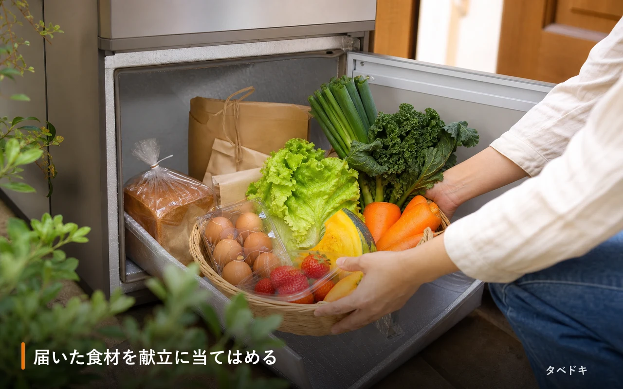 届いた食材を献立に当てはめる