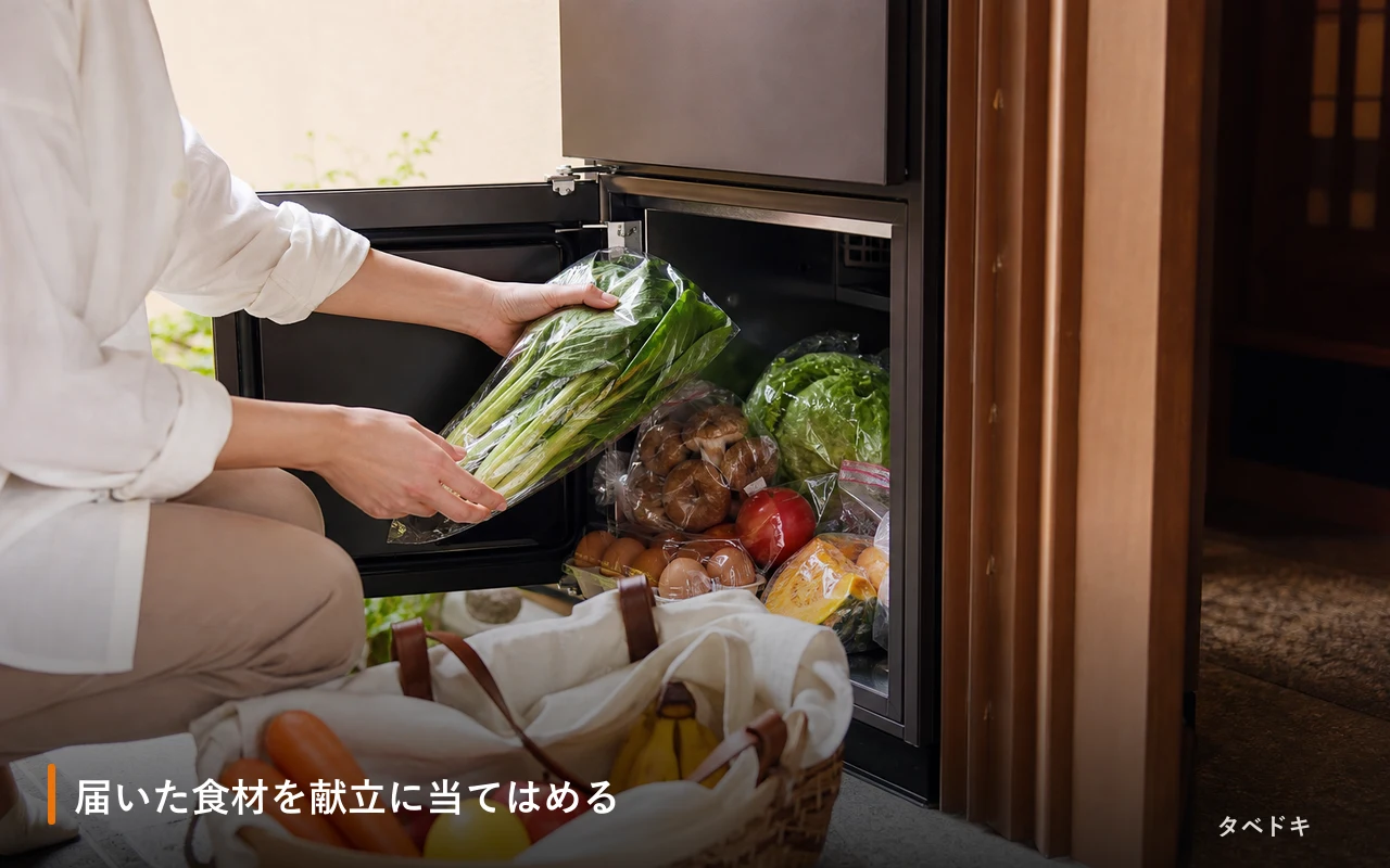 届いた食材を献立に当てはめる