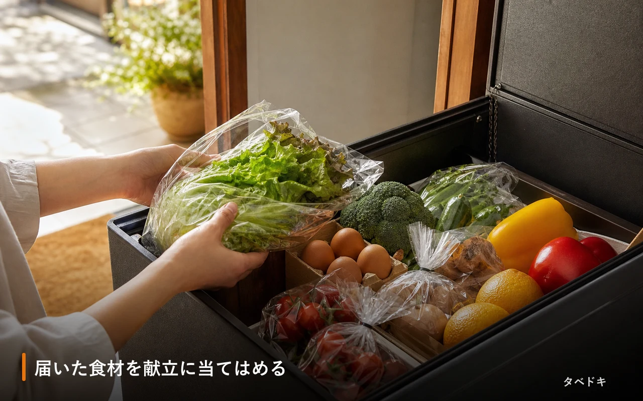 届いた食材を献立に当てはめる
