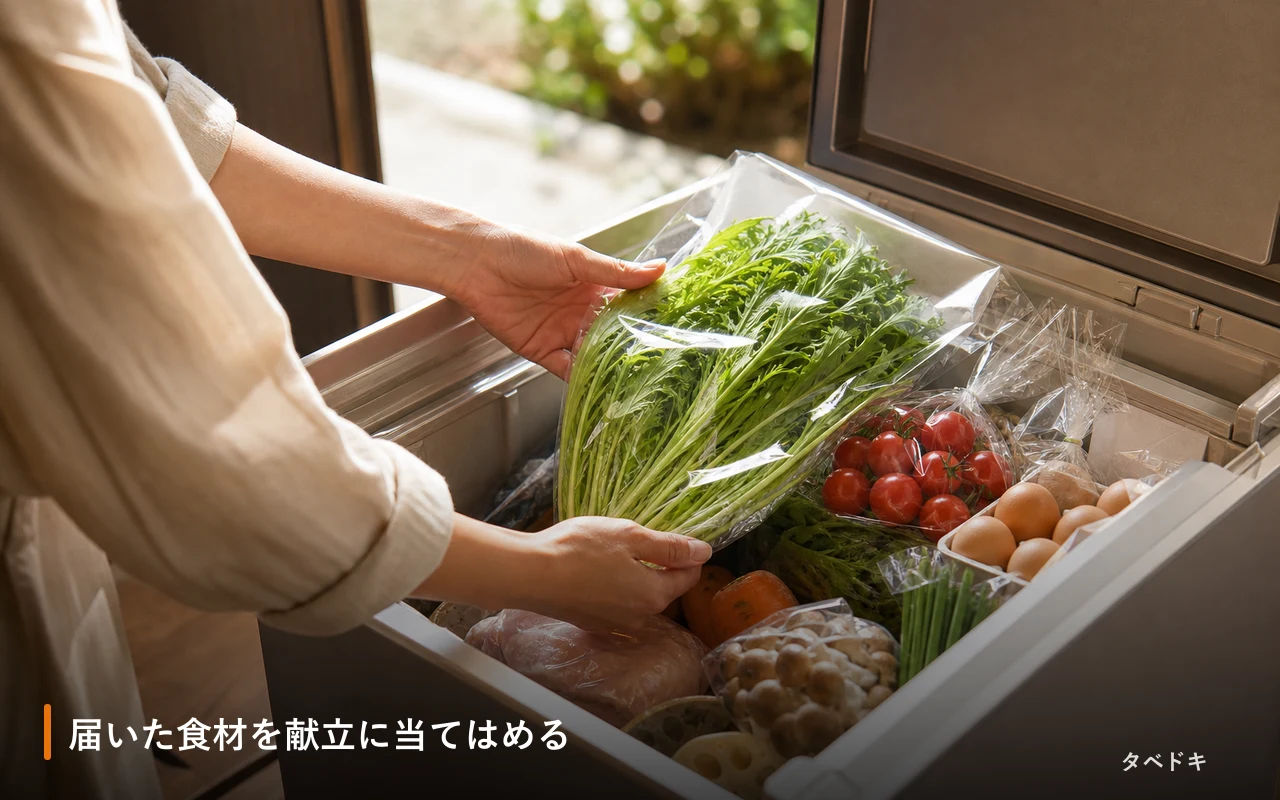 届いた食材を献立に当てはめる