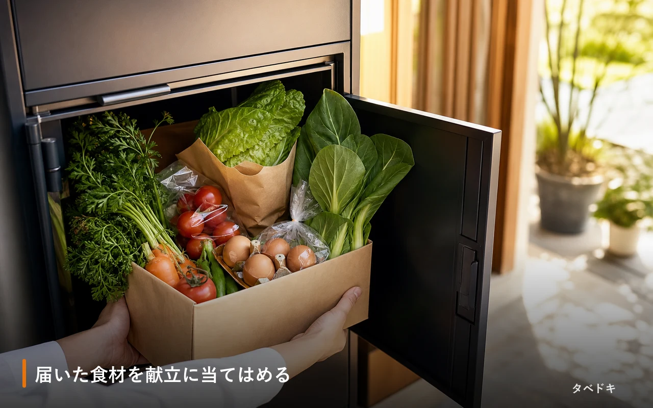 届いた食材を献立に当てはめる