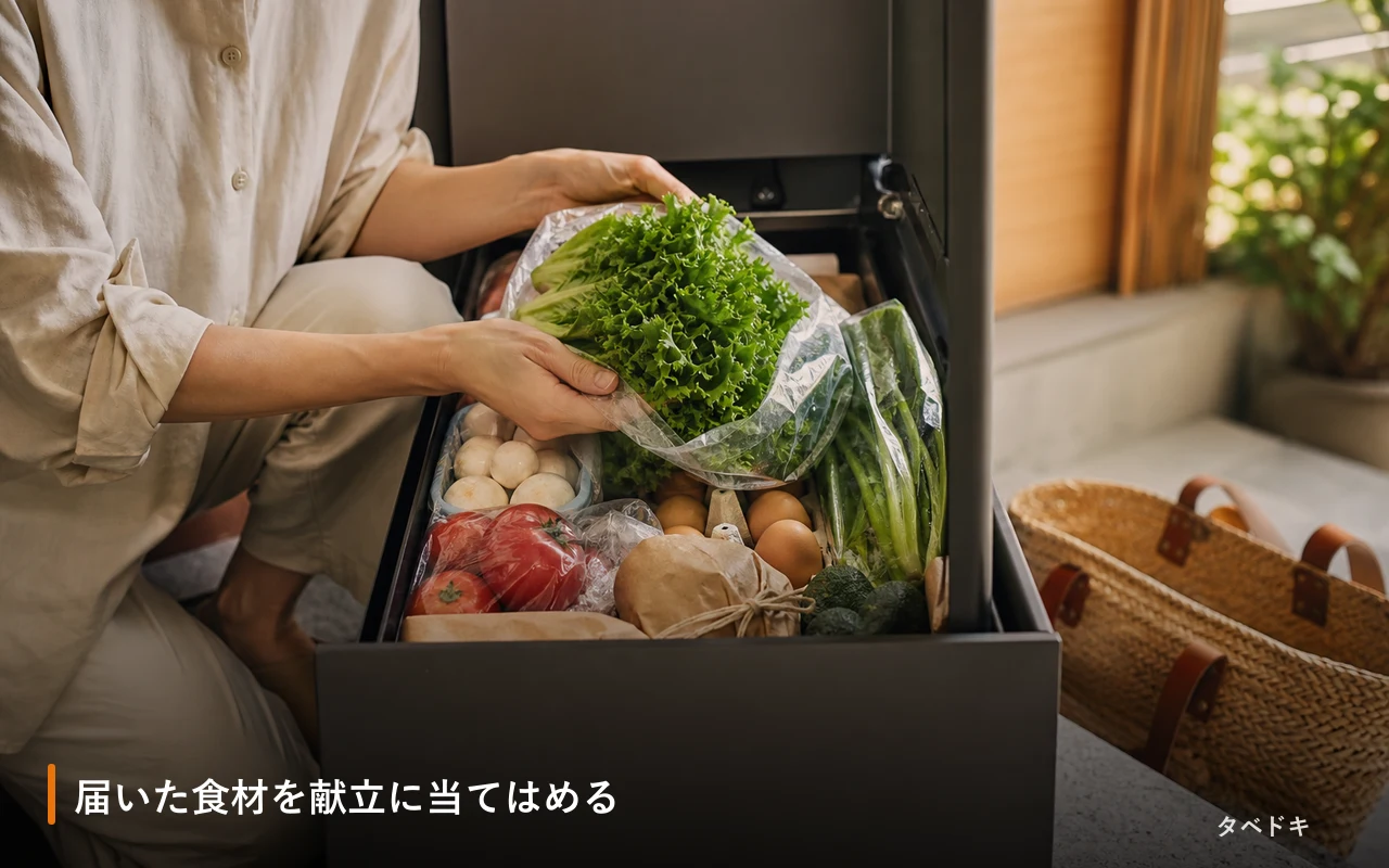 届いた食材を献立に当てはめる