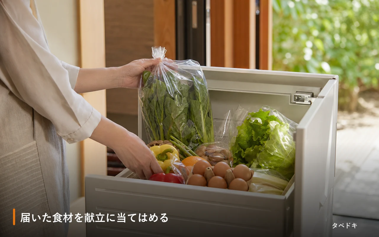 届いた食材を献立に当てはめる