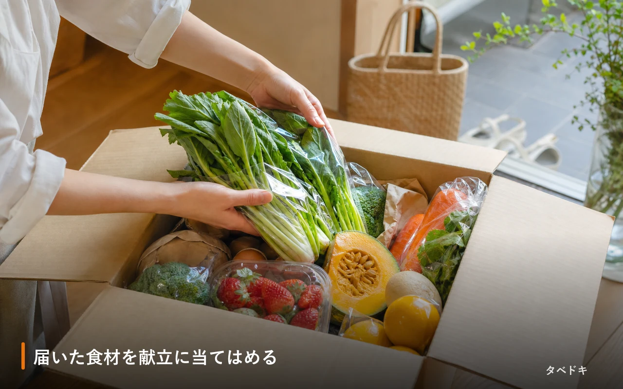届いた食材を献立に当てはめる