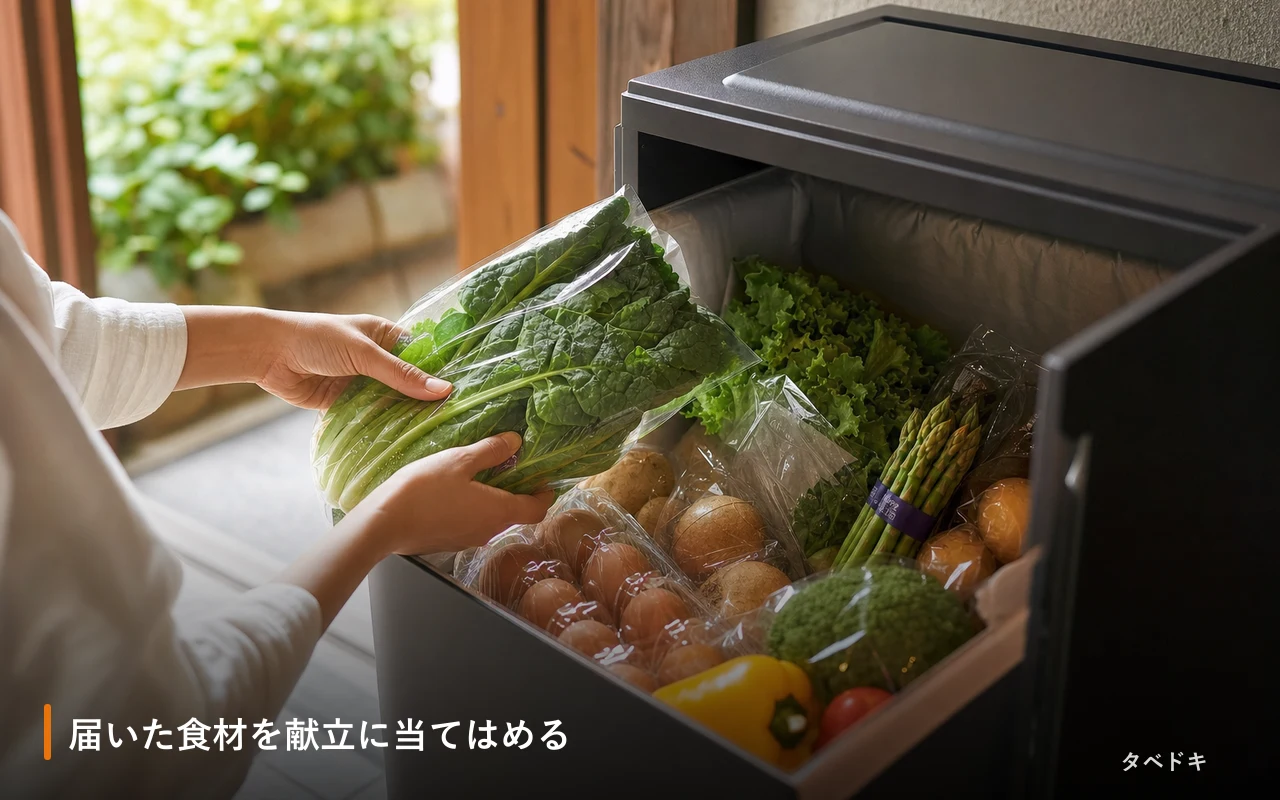 届いた食材を献立に当てはめる