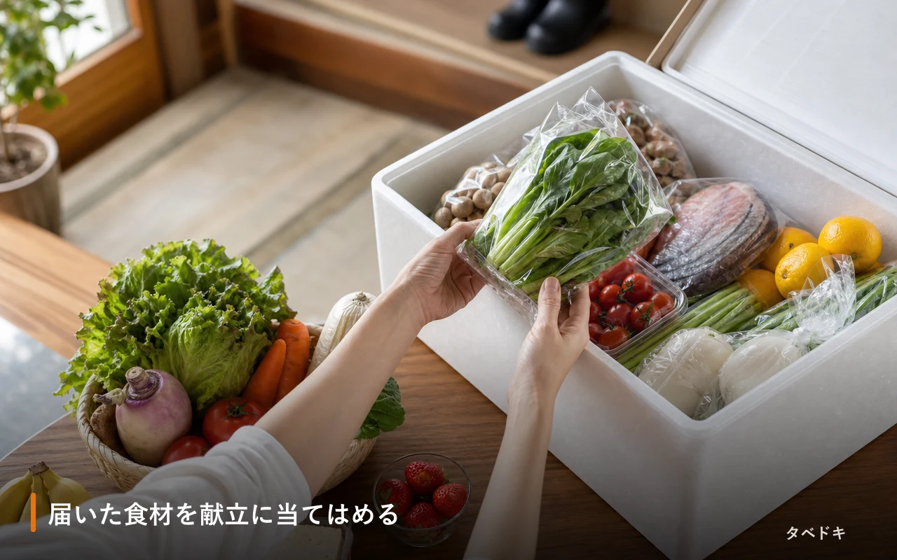 届いた食材を献立に当てはめる