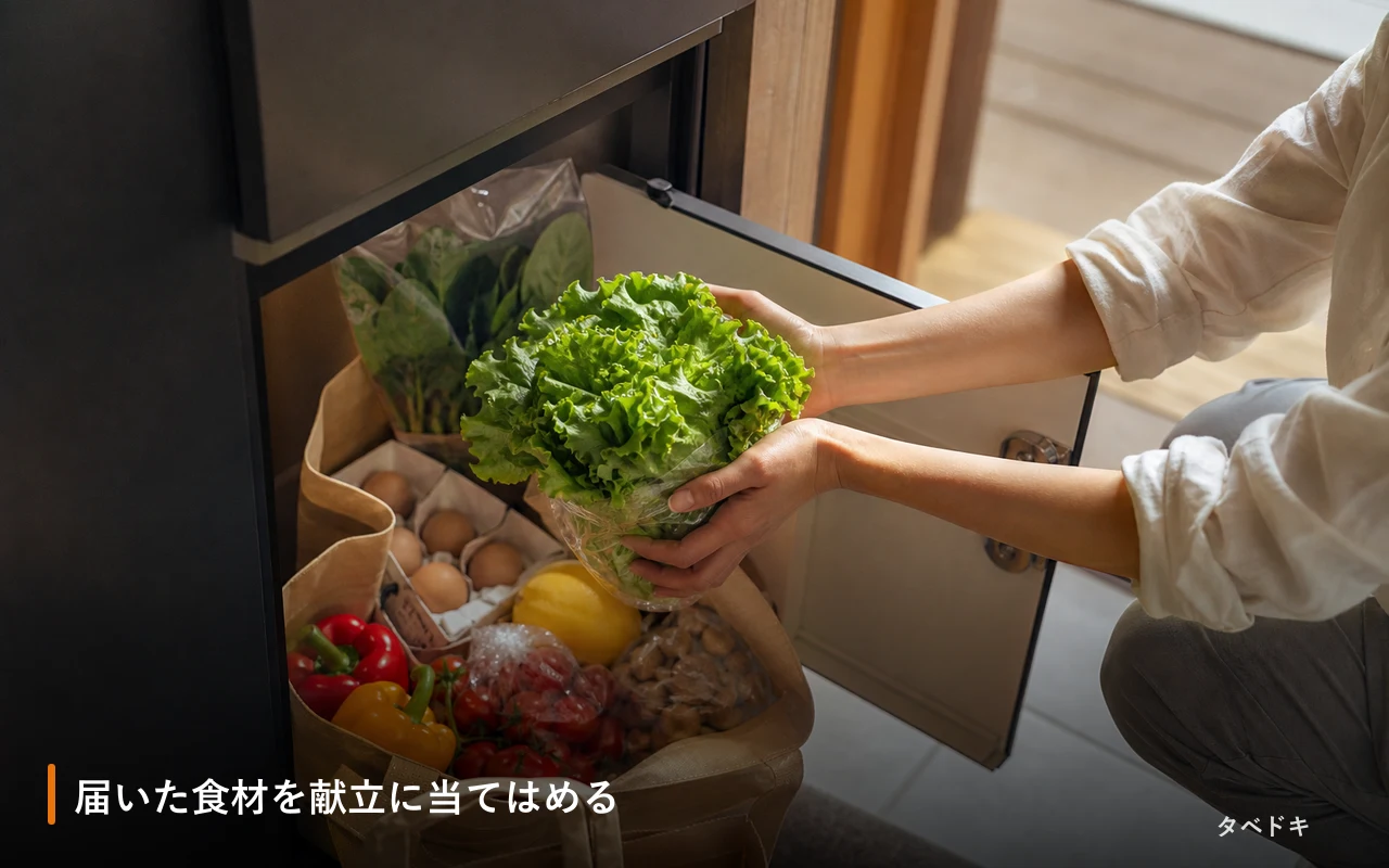 届いた食材を献立に当てはめる