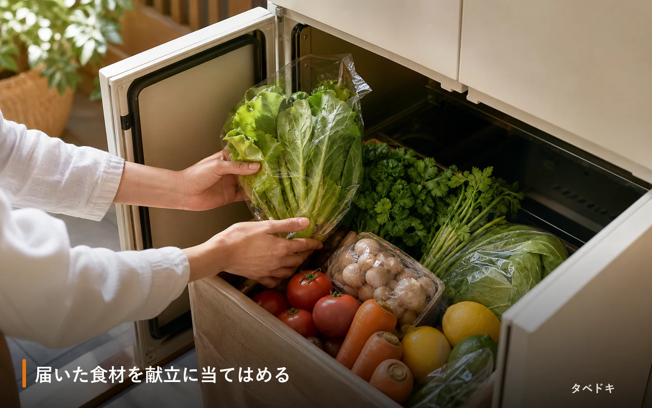 届いた食材を献立に当てはめる