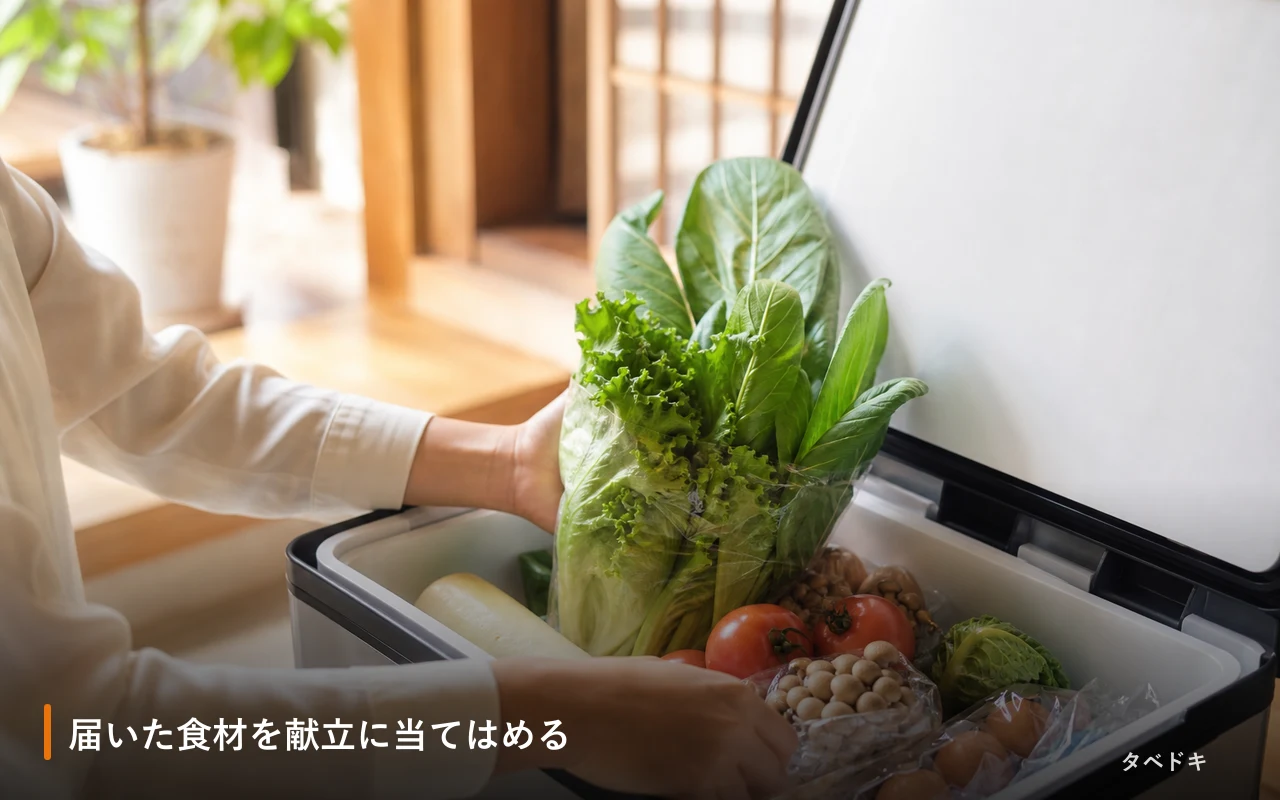 届いた食材を献立に当てはめる