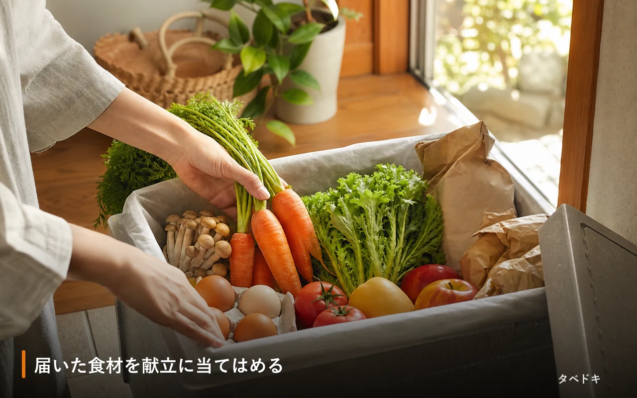 届いた食材を献立に当てはめる
