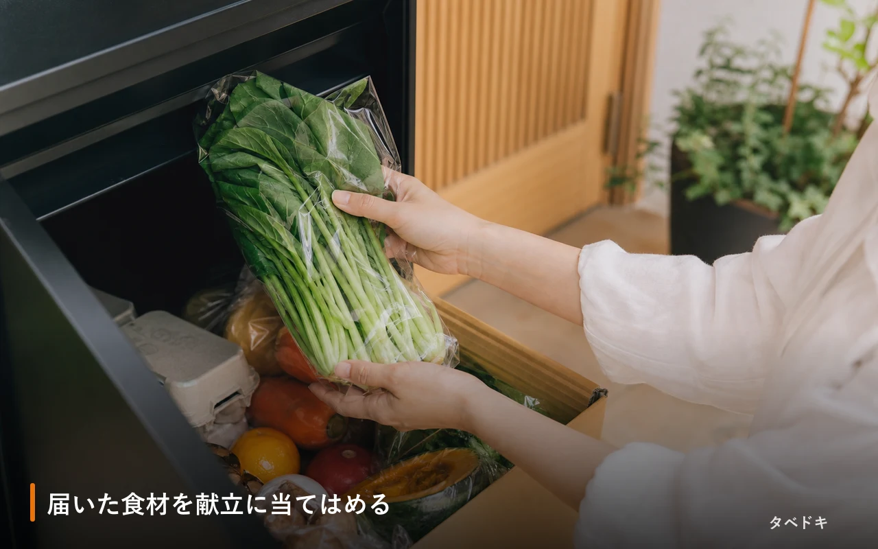 届いた食材を献立に当てはめる