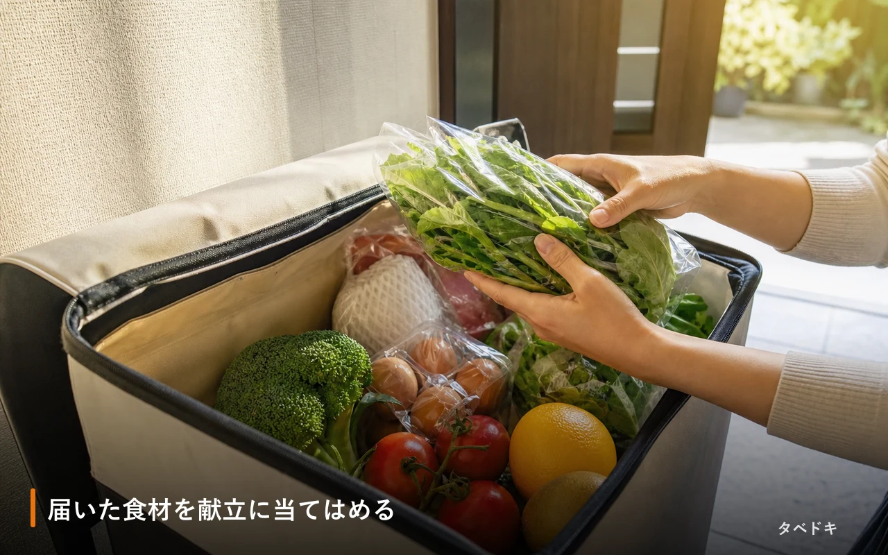 届いた食材を献立に当てはめる