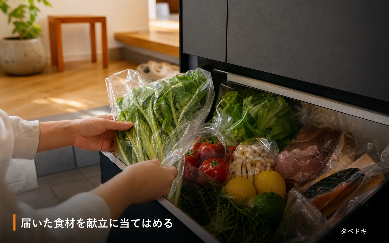 届いた食材を献立に当てはめる