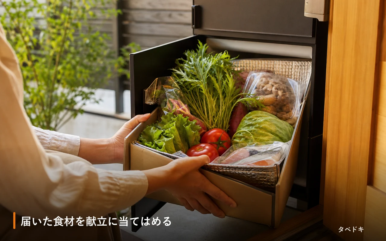 届いた食材を献立に当てはめる
