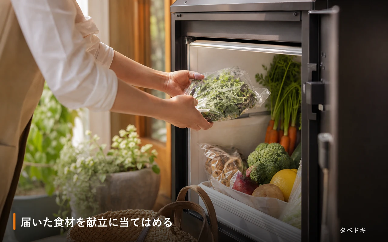 届いた食材を献立に当てはめる