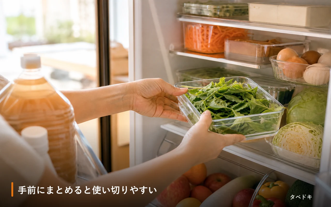 手前にまとめると使い切りやすい