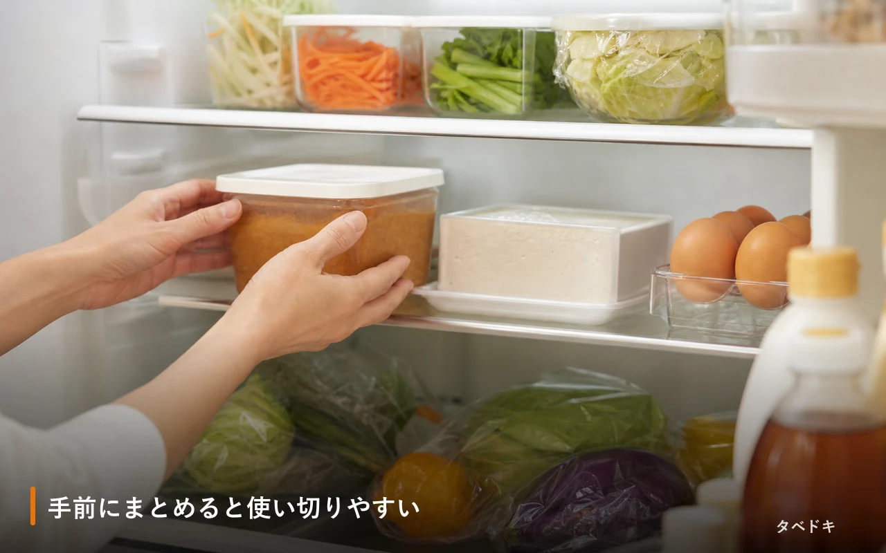 手前にまとめると使い切りやすい