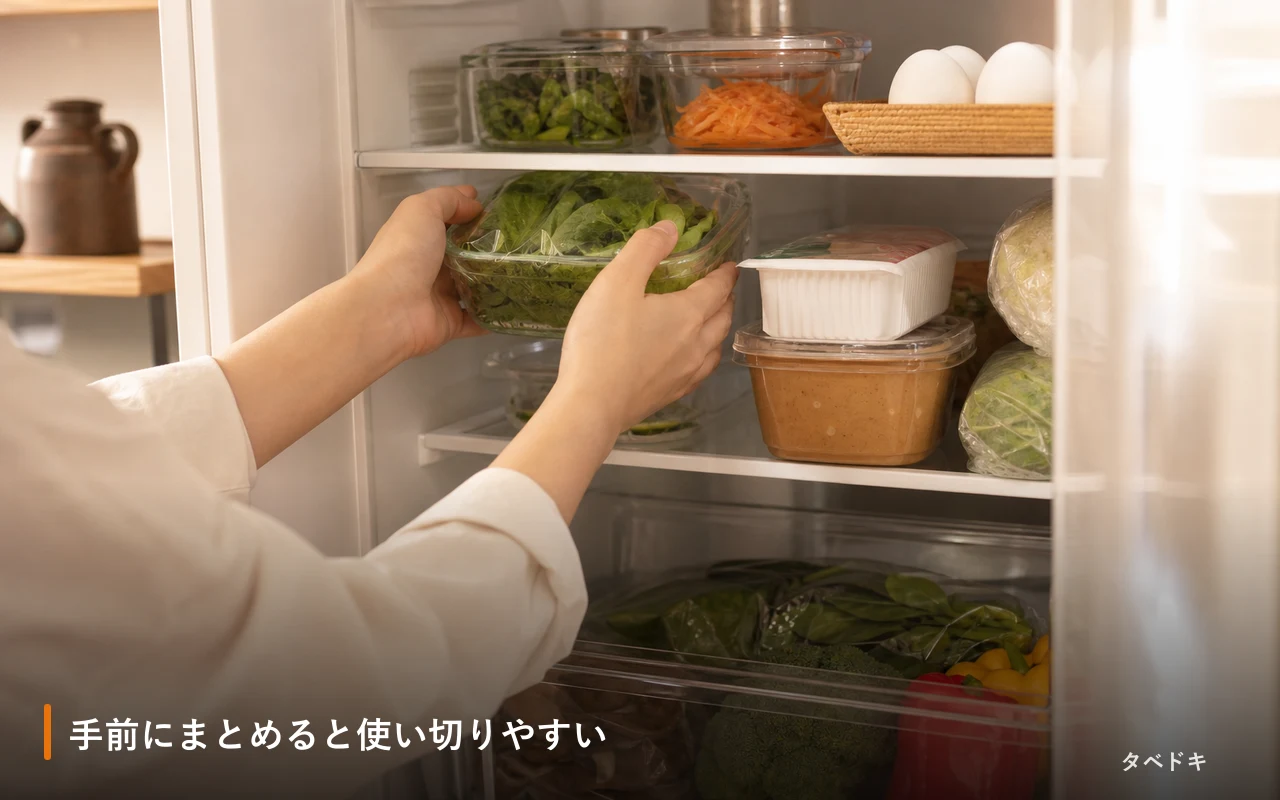 手前にまとめると使い切りやすい