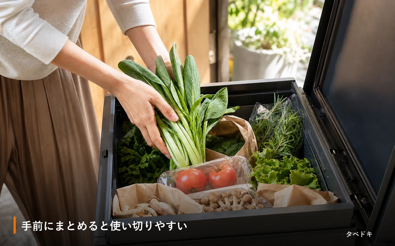 手前にまとめると使い切りやすい
