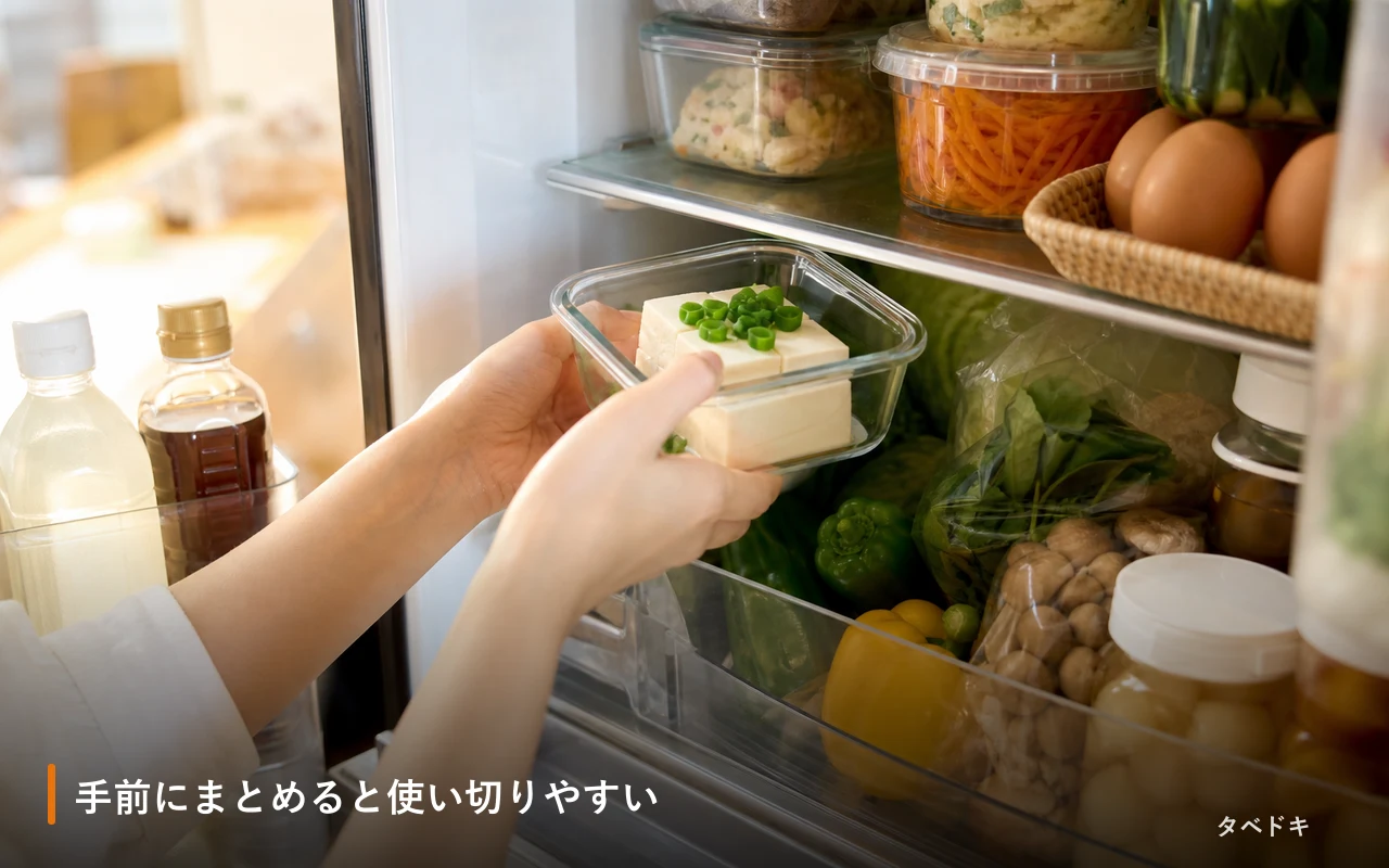手前にまとめると使い切りやすい