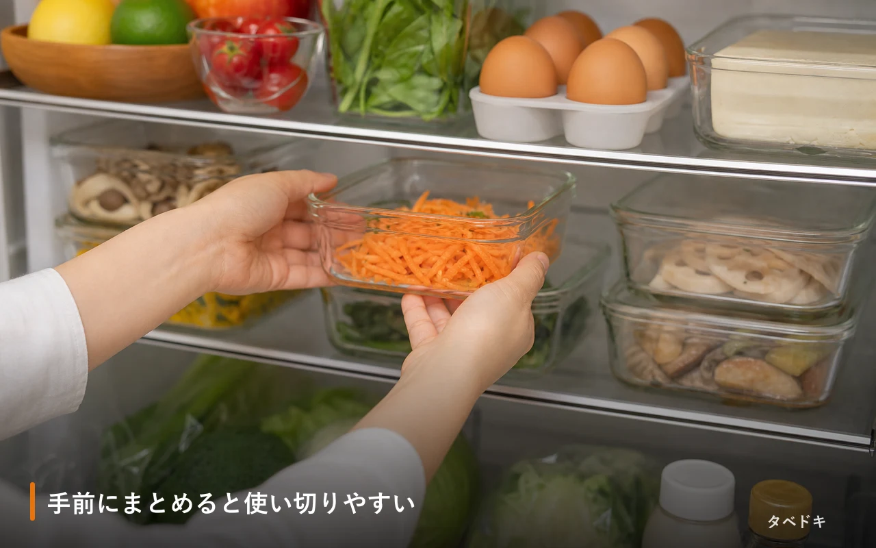 手前にまとめると使い切りやすい