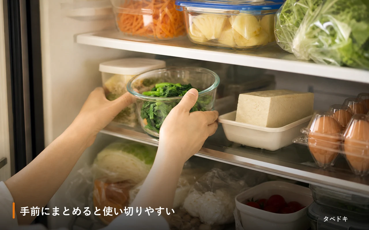 手前にまとめると使い切りやすい