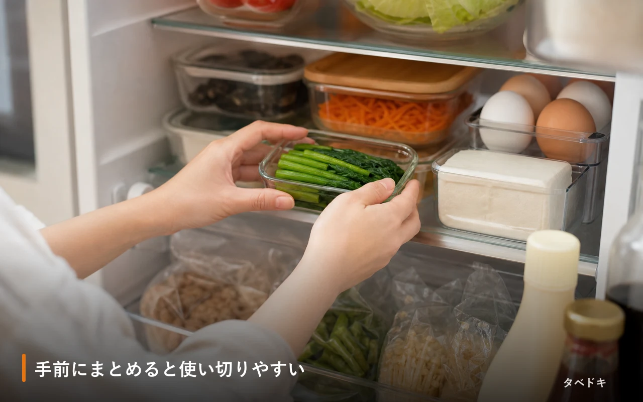 手前にまとめると使い切りやすい