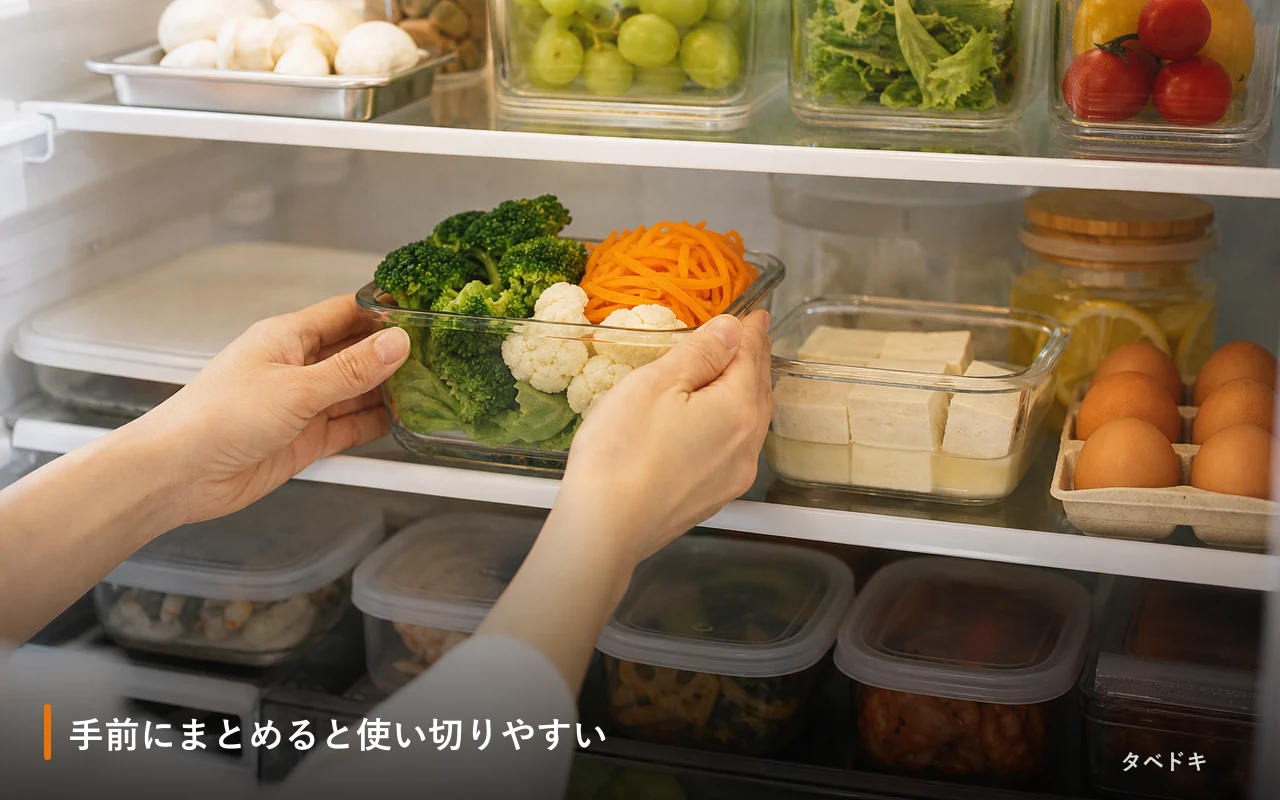 手前にまとめると使い切りやすい
