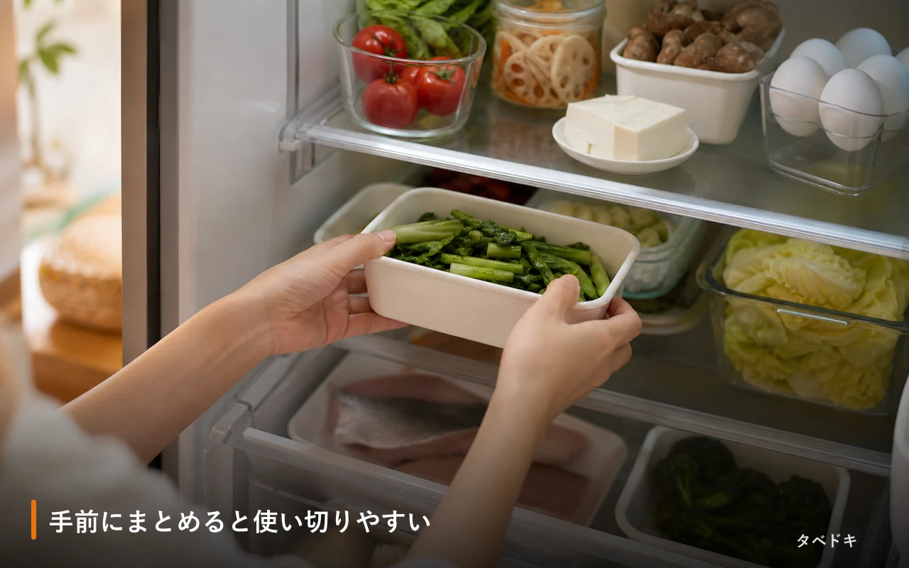 手前にまとめると使い切りやすい