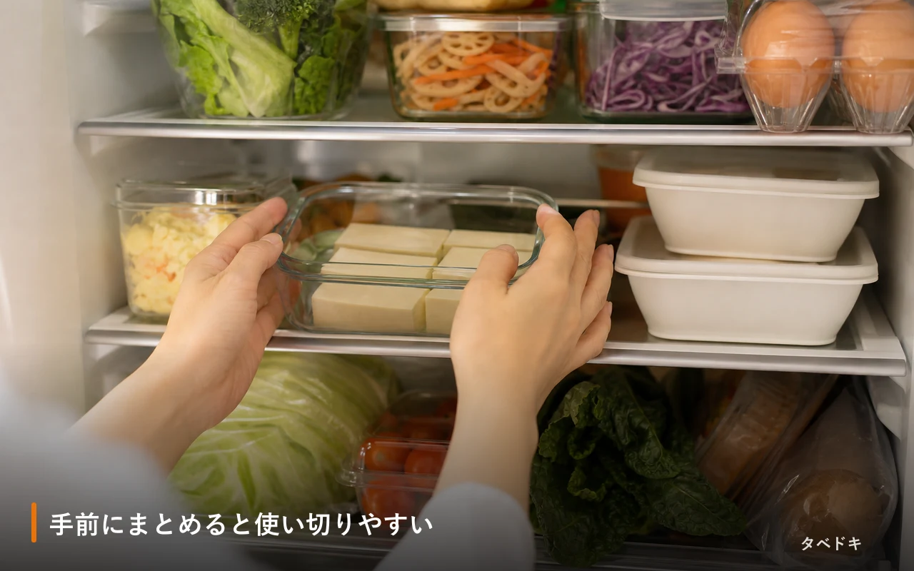 手前にまとめると使い切りやすい