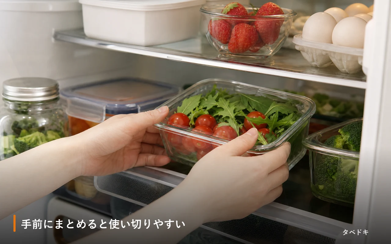 手前にまとめると使い切りやすい