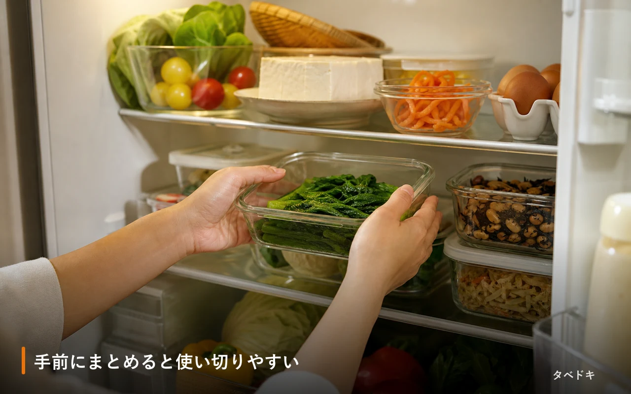 手前にまとめると使い切りやすい