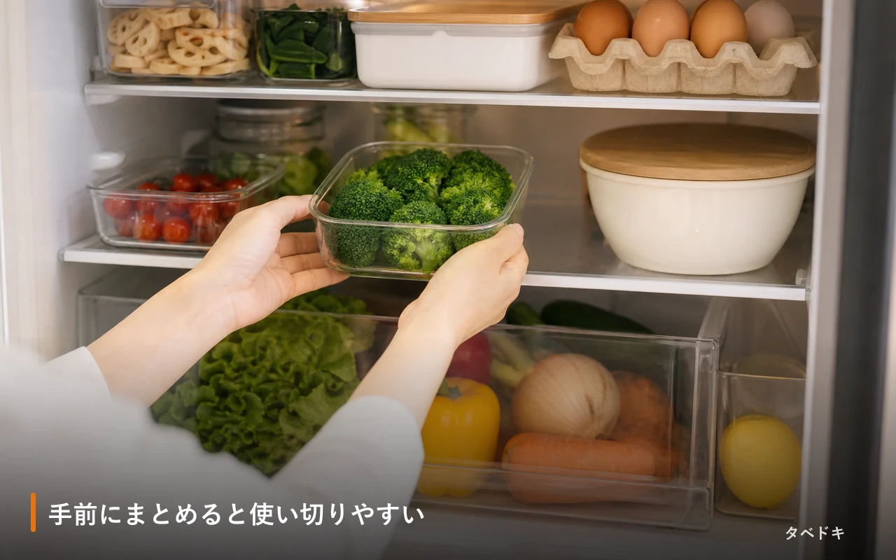手前にまとめると使い切りやすい