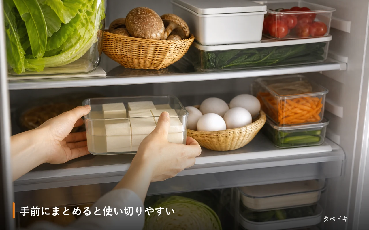 手前にまとめると使い切りやすい
