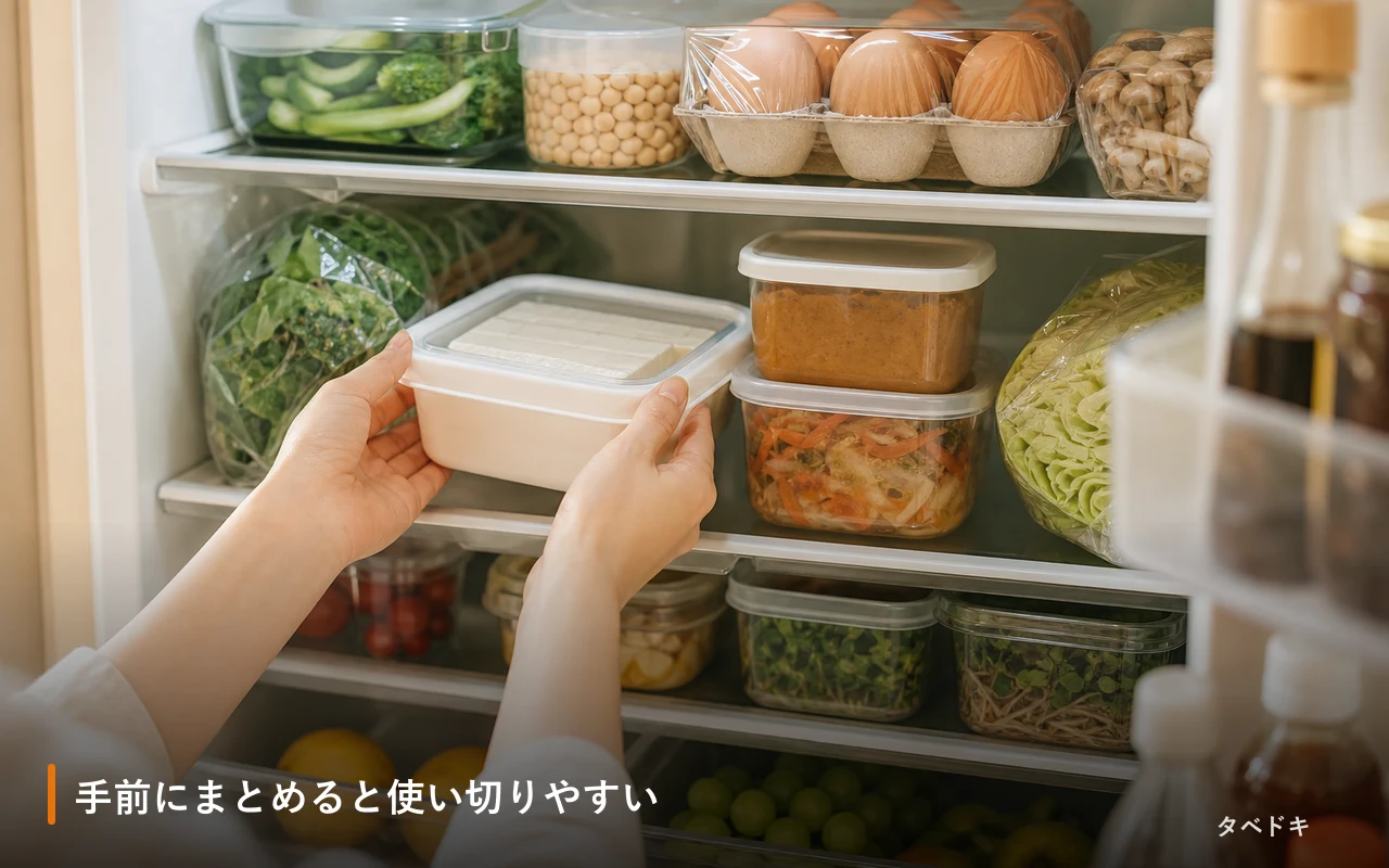 手前にまとめると使い切りやすい