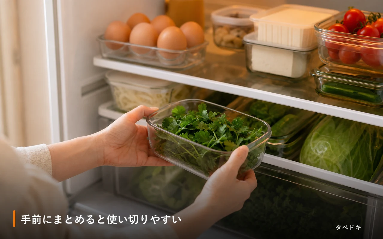 手前にまとめると使い切りやすい