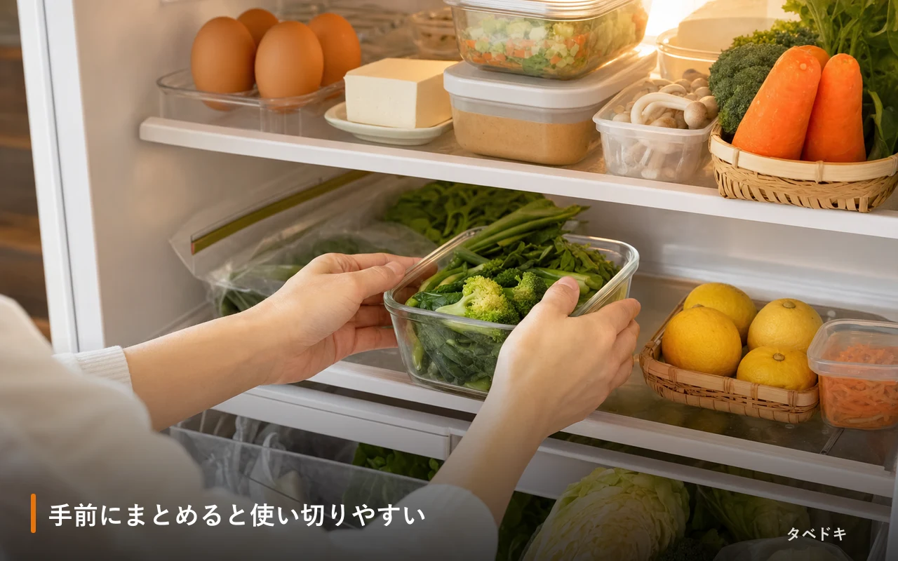 手前にまとめると使い切りやすい