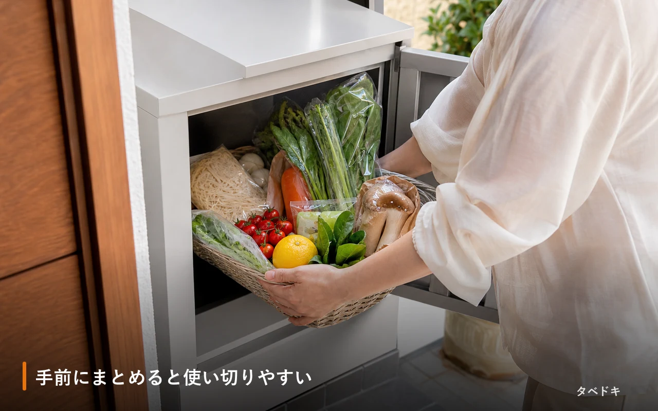 手前にまとめると使い切りやすい