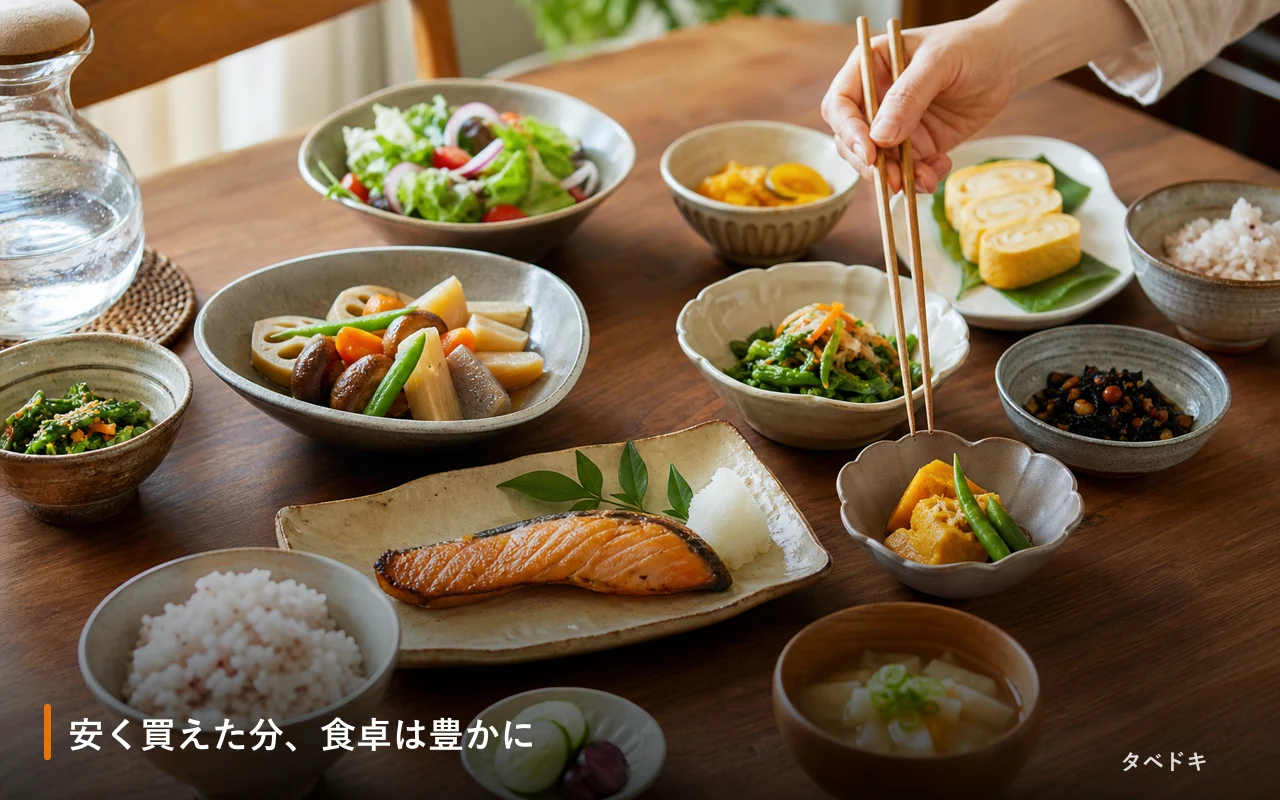 安く買えた分、食卓は豊かに