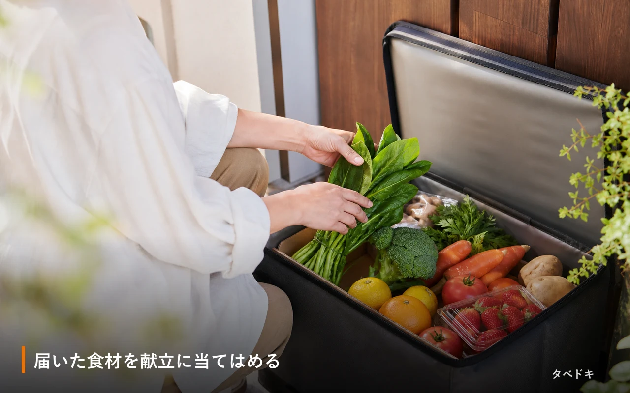 届いた食材を献立に当てはめる