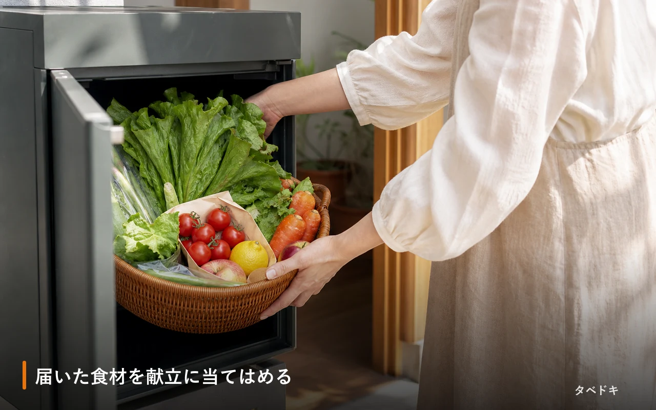 届いた食材を献立に当てはめる