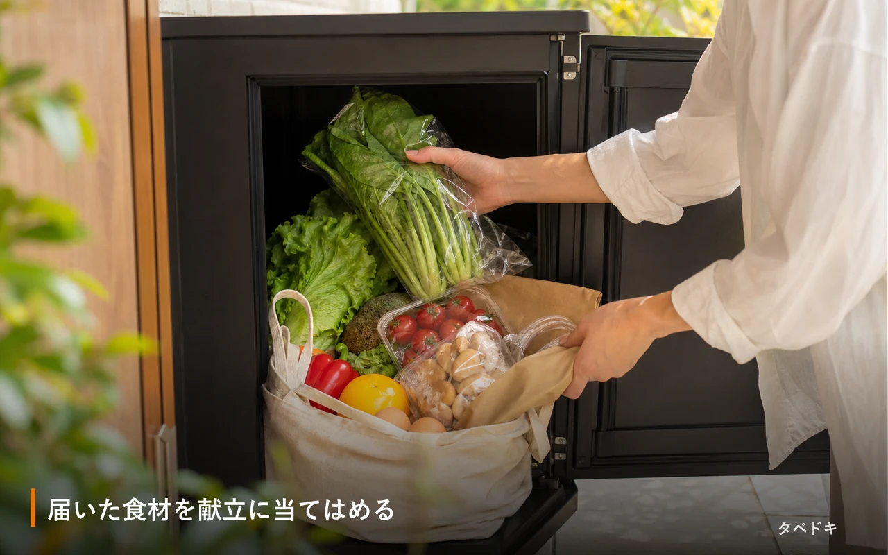 届いた食材を献立に当てはめる