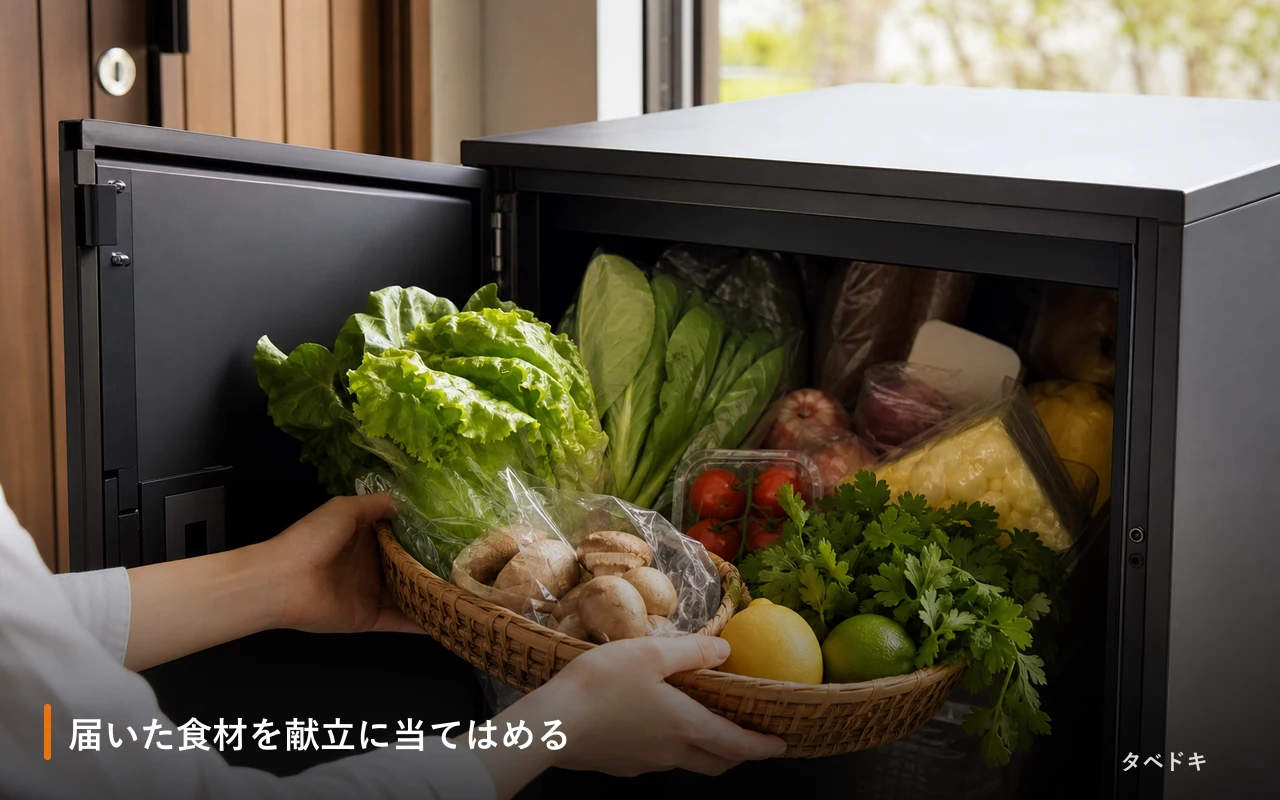届いた食材を献立に当てはめる